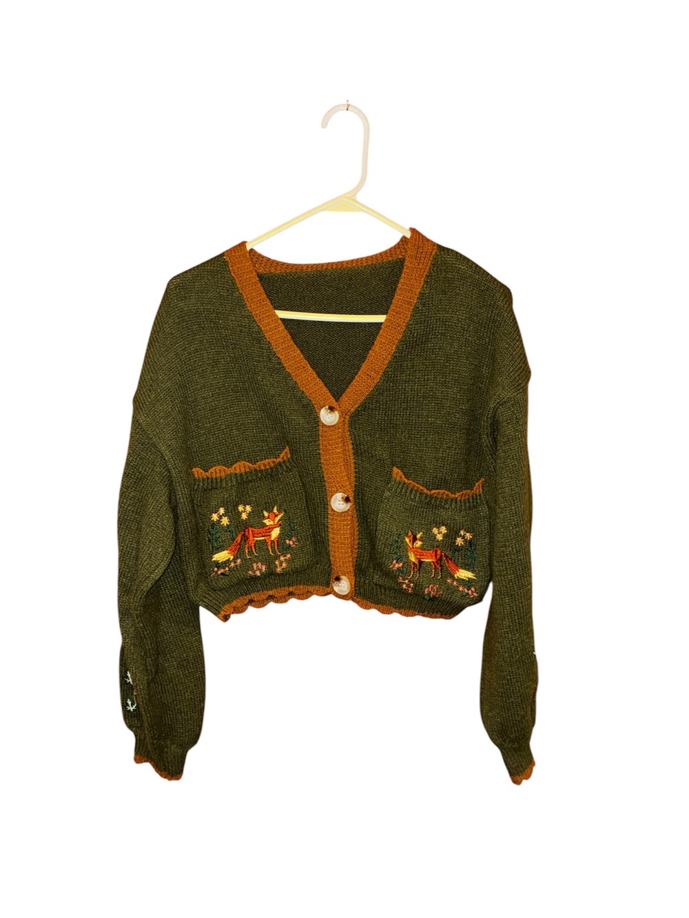 Romwe Faircore flower women’s embroidered patchwork crop long sleeve sweater S - Picture 4 of 10